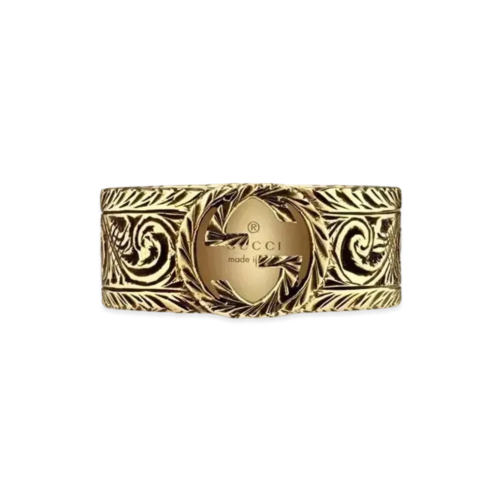 GUCCI Yellow Gold Ring Motif Of Interlocking G