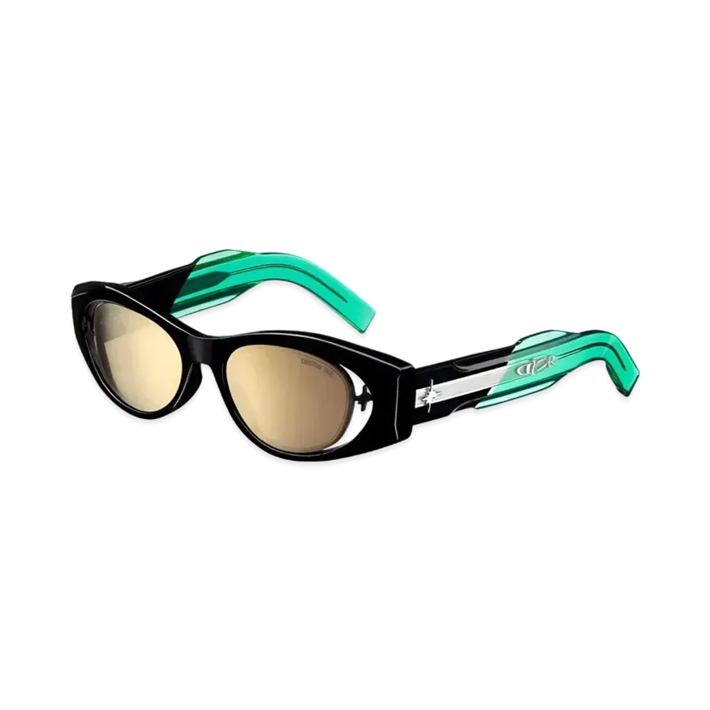 Dior x LEWIS HAMILTON Dior+ S1I Rectangular Sunglasses "Black/Transparent Emerald Green"