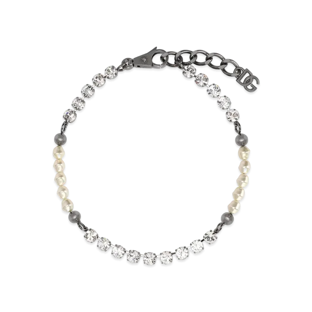 Dolce&Gabbana Choker With Rhinestones and Pearls "Silver"