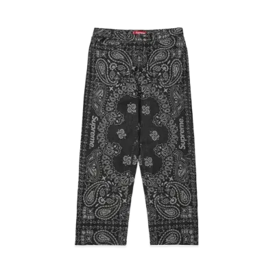 Supreme Bandana Jacquard Baggy Jean "Black"