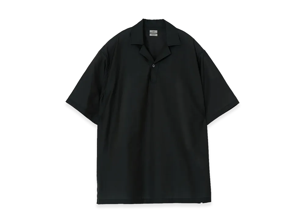 YOKE Exclusive Wool Nylon Poplin Skipper Polo Shirt "Black"