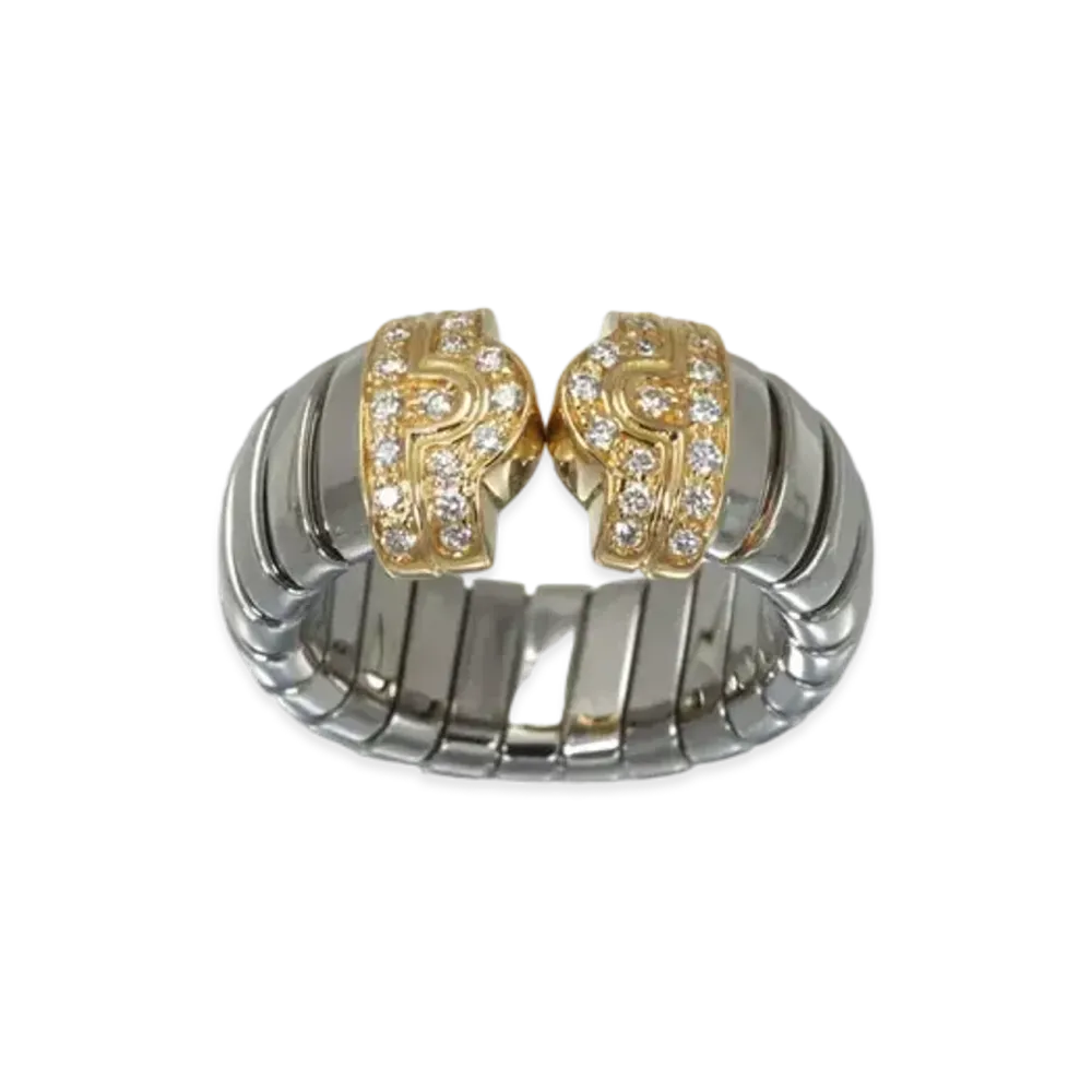BVLGARI Parentesi Tubogas Diamond Ring "Yellow Gold"