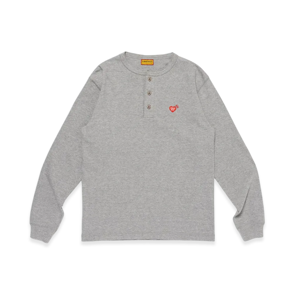 HUMAN MADE Henley Neck L/S T-Shirt "Gray"