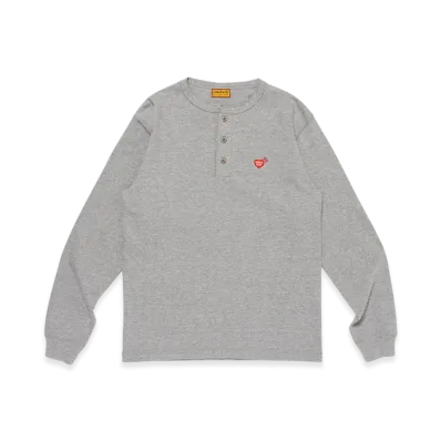 HUMAN MADE Henley Neck L/S T-Shirt "Gray"