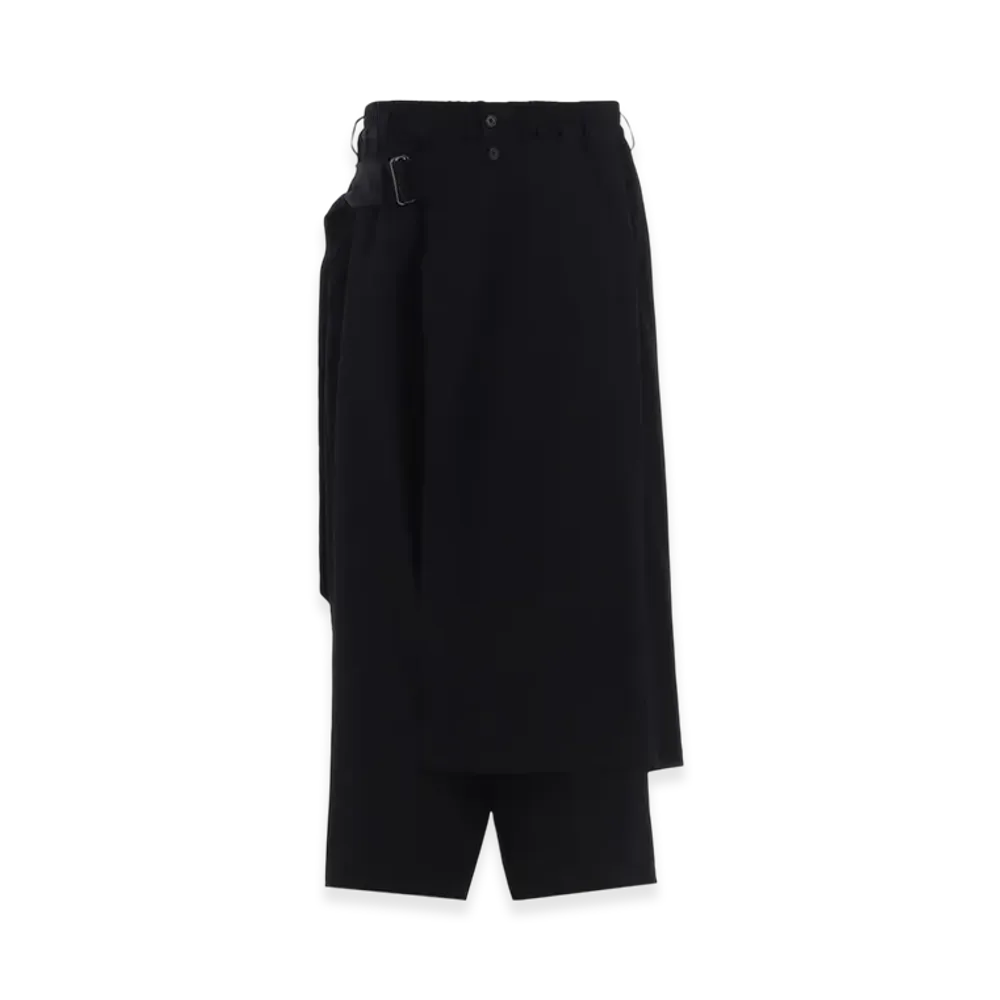 S'YTE Washer Wool Gabardine Wrap Pants "Black"
