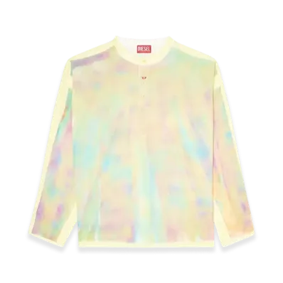 Diesel T-Olavi-A-Ser-Graffiti-Chi Henley Top With Graffiti Print "Yellow"