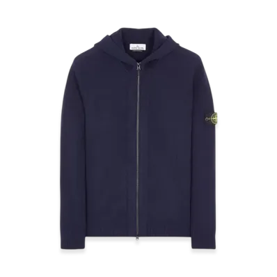 Stone Island 509A3 Lambswool Hooded Cardigan Knit - 22FW "Navy Blue"