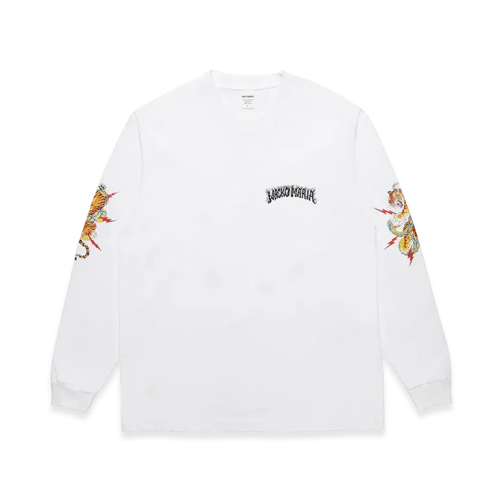 WACKO MARIA x Tim Lehi / Washed WACKO MARIA Heavy Weight Long Sleeve T-Shirt "White"