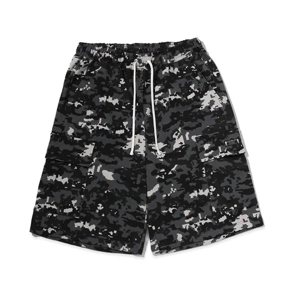 A BATHING APE Multi Pixel Camo Bape Sta Logo Cargo
Relaxed Fit Sweat Shorts "Black"