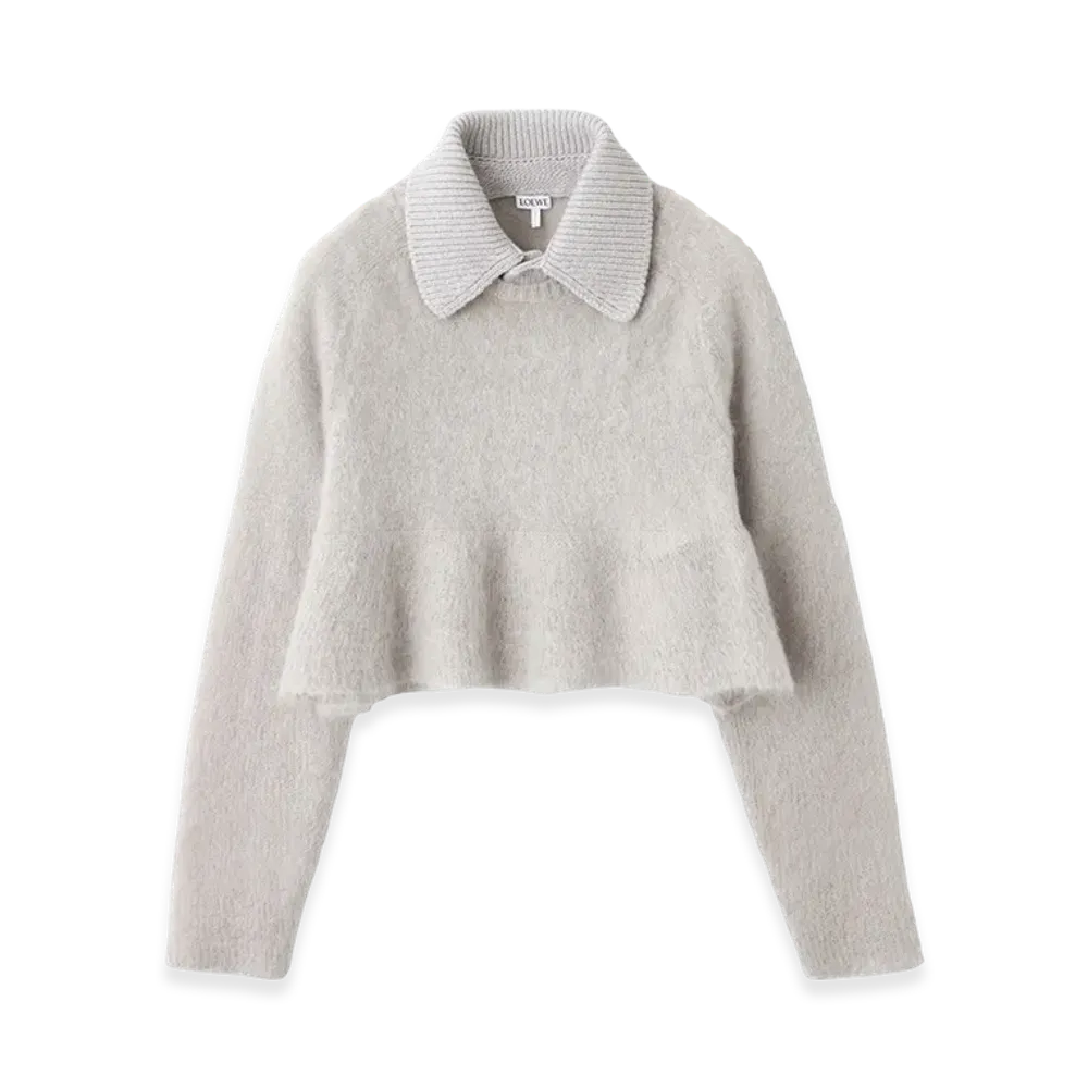 LOEWE Women's Knit Polo Sweater "Grey"