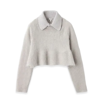 LOEWE Women's Knit Polo Sweater "Grey"