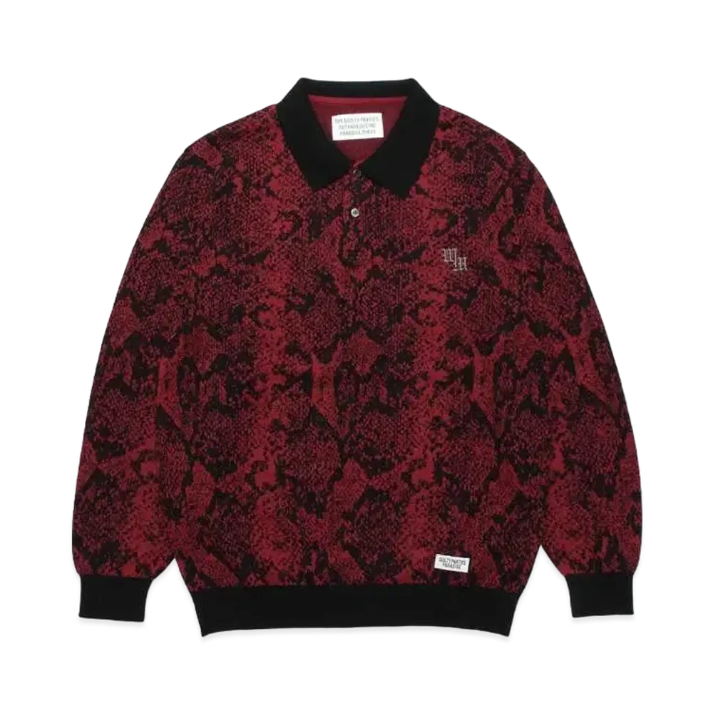 WACKO MARIA Python Knit Jacquard Polo Shirt "Red"
