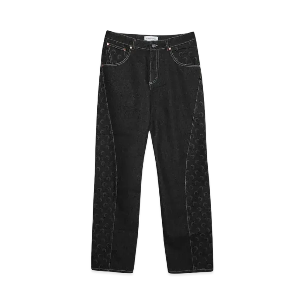 Marine serre MOON LASER DENIM CURVED JEANS "BLACK"