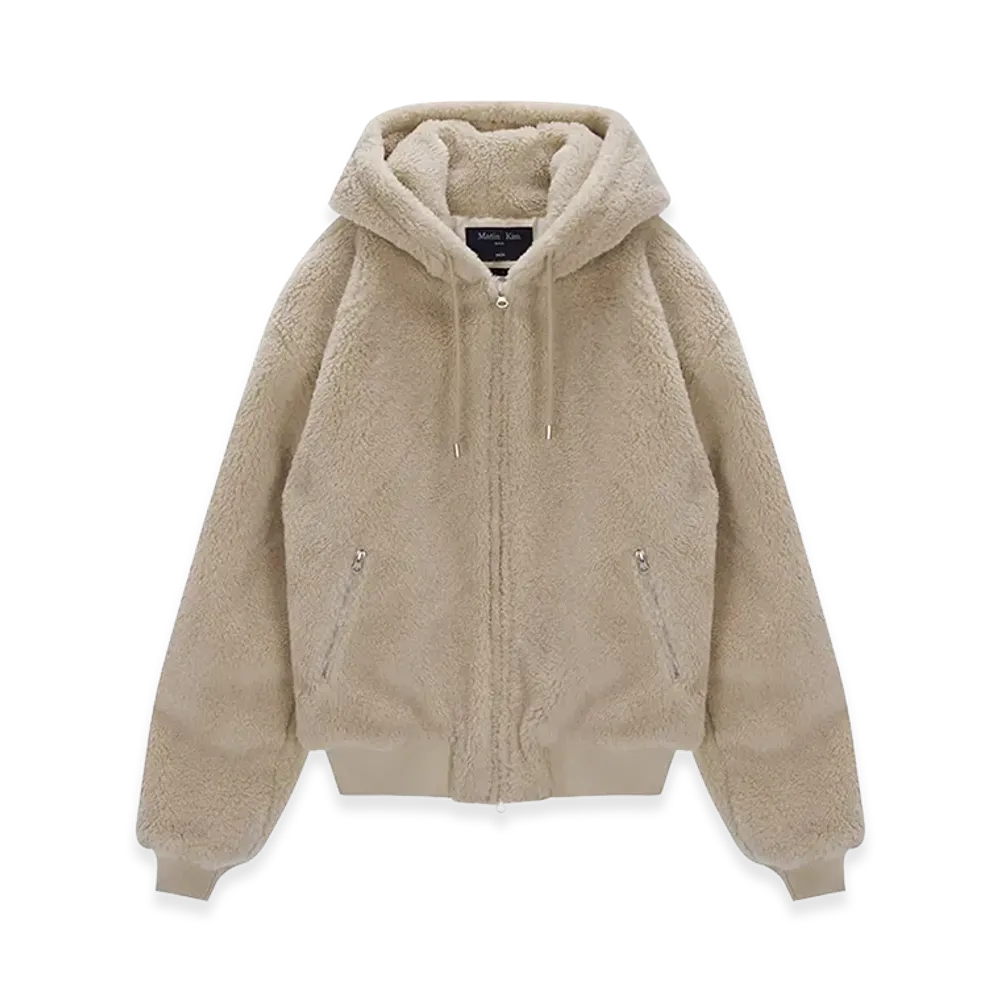 Matin Kim Logo Point Fleece Hoody Jumper "Beige"