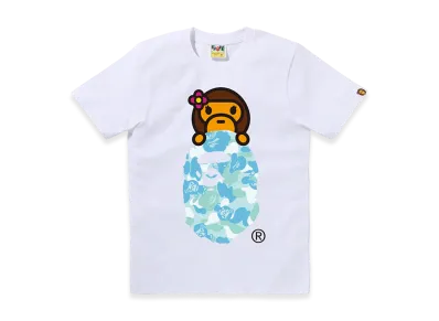 A BATHING APE Women's ABC Lisa Camo Lisa On Ape Head Tee "White/Sax"