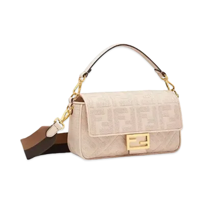 FENDI Baguette FF Canvas Bag "Pink"