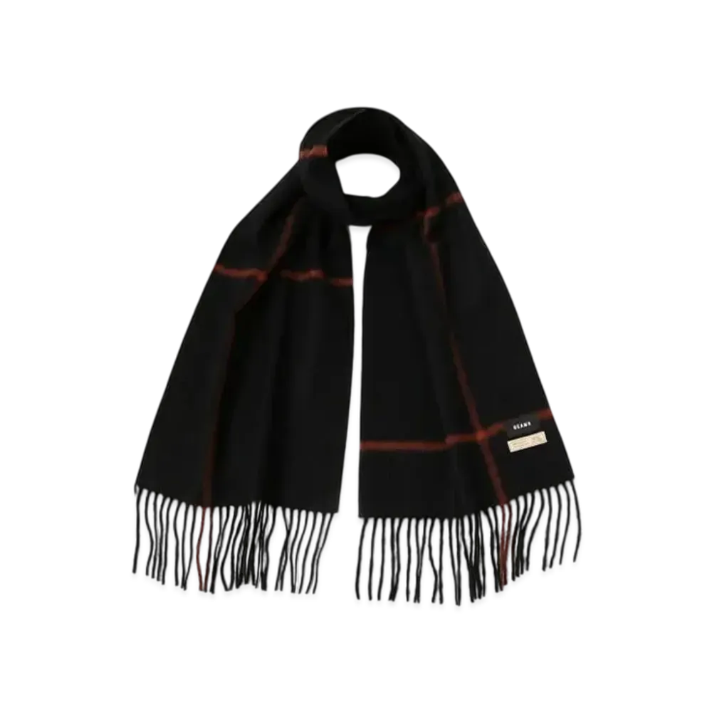 BEAMS Window Pen Check Alpaca Scarf "Black"