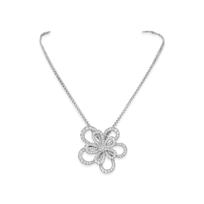 Van Cleef & Arpels Flowerlace clip pendant "18K White gold/Diamond"