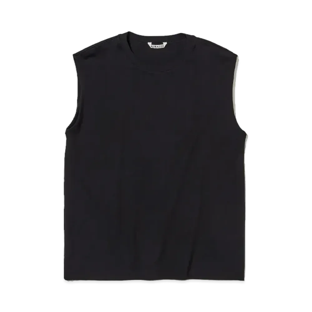AURALEE Organic Cotton High Gauge Jersey Sleeveless "Black"