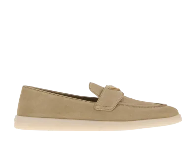 PRADA Women's Sand Suede Loafers "Beige"