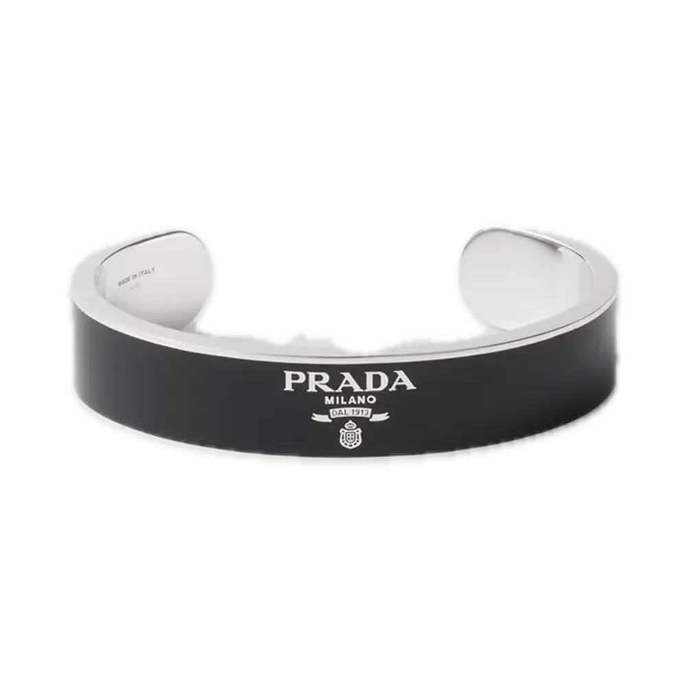 PRADA Silver Bangle Bracelet "Black"