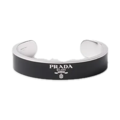 PRADA Silver Bangle Bracelet "Black"