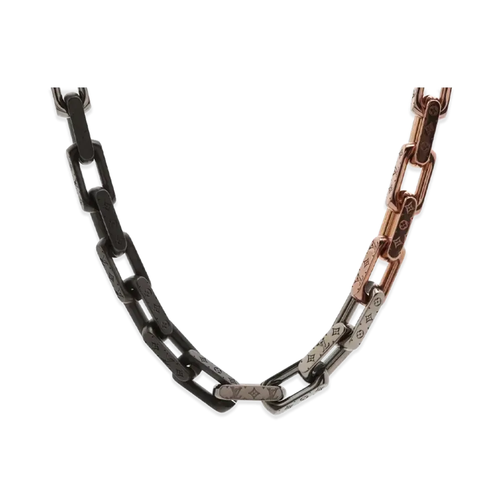 Louis Vuitton Collier Monogram Chain Necklace "Gold/Black"