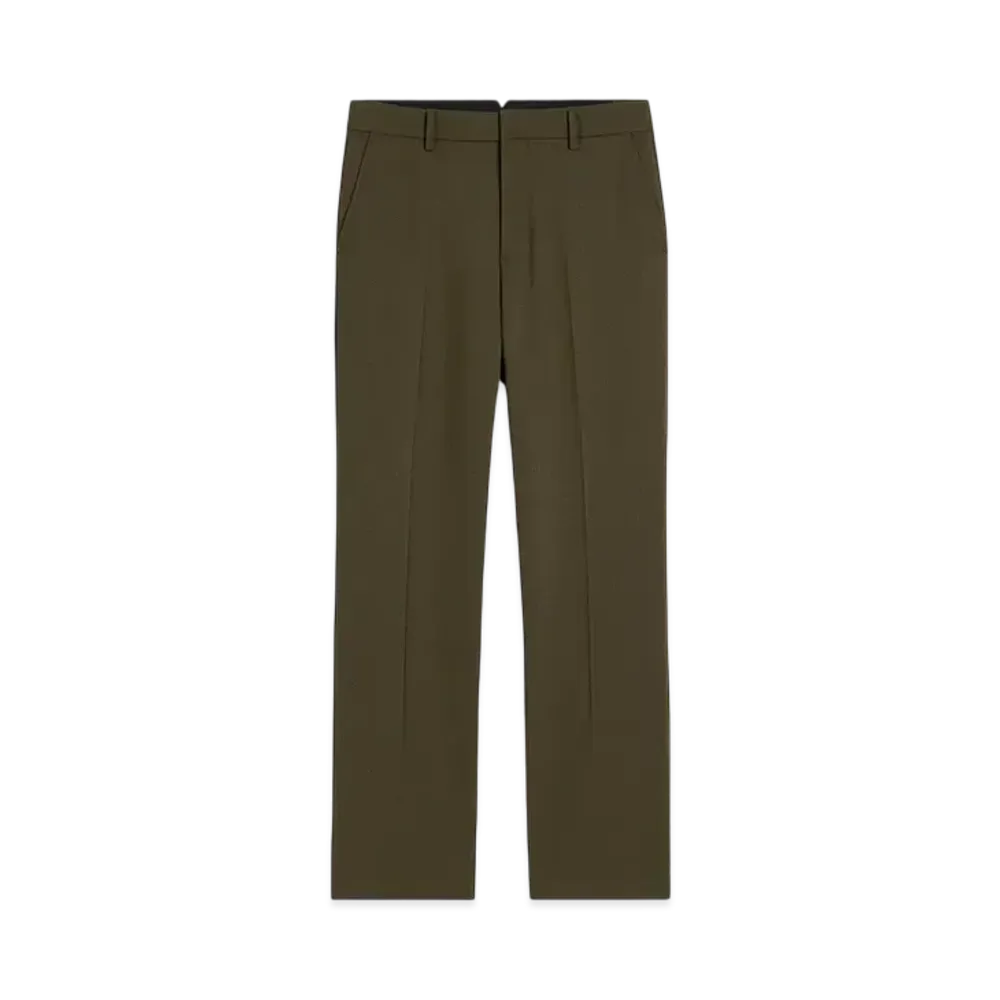 AMI PARIS Wool Straight-Fit Pants "OliveNoire"