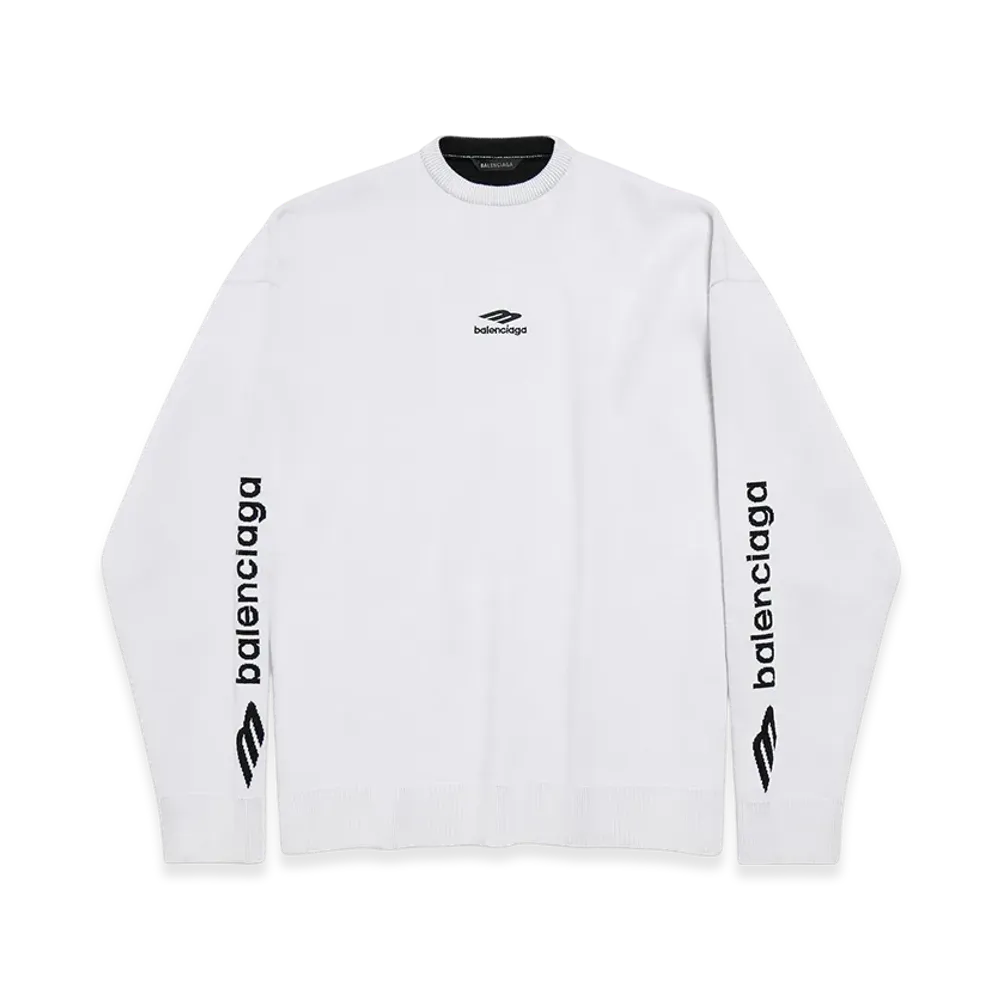 BALENCIAGA 3B Sports Icon Ski Crewneck "White/Black"
