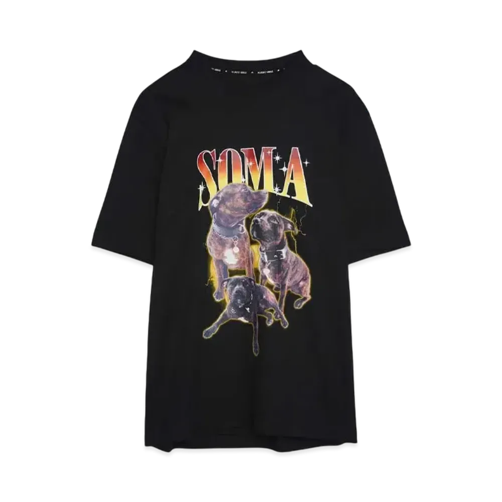 Marine serre COTTON JERSEY LOOSE FIT T-SHIRT "BLACK SOMA PRINT"