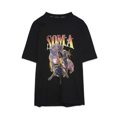Marine serre COTTON JERSEY LOOSE FIT T-SHIRT "BLACK SOMA PRINT"
