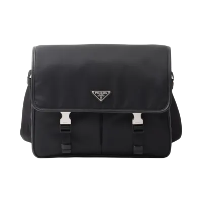 PRADA Re-Nylon x Saffiano Leather Shoulder Bag "Black"