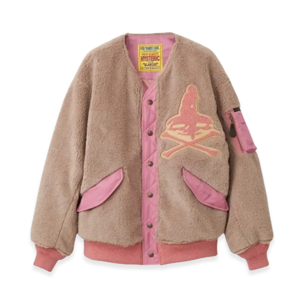HYSTERIC GLAMOUR on Skull Patch Faux Fur Blouson "Pink"