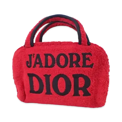 Dior Pile Fabric Mini Pouch "Red"
