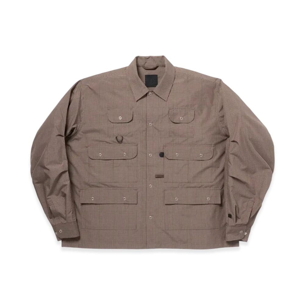 DAIWA PIER39 Women's Tech Multi Fishing Pocket Shirt L/S "Brown Gray"