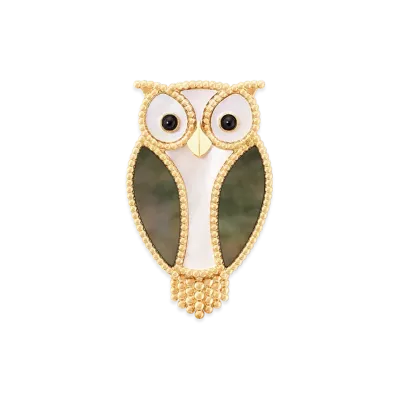 Van Cleef & Arpels Lucky Animals Owl clip "18K Yellow gold/Onyx/Mother-of-pearl"