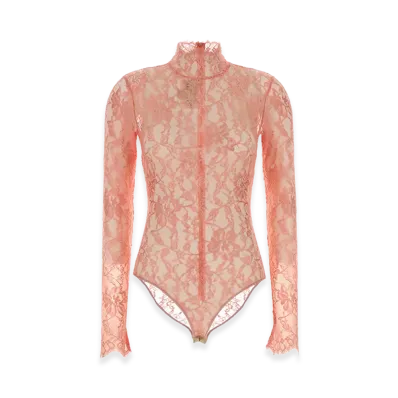 Valentino Women's Stretch Lace Bodysuit "Salmon/Pink"