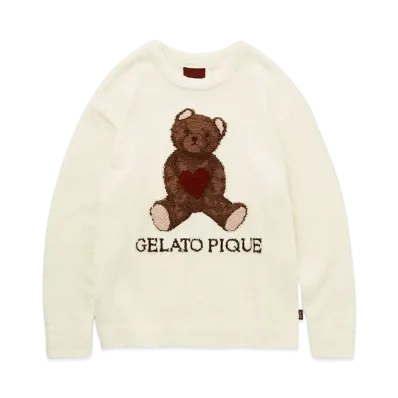 GELATO PIQUE Valentine Baby Moco Heart Bear Jacquard Pullover "Cream"