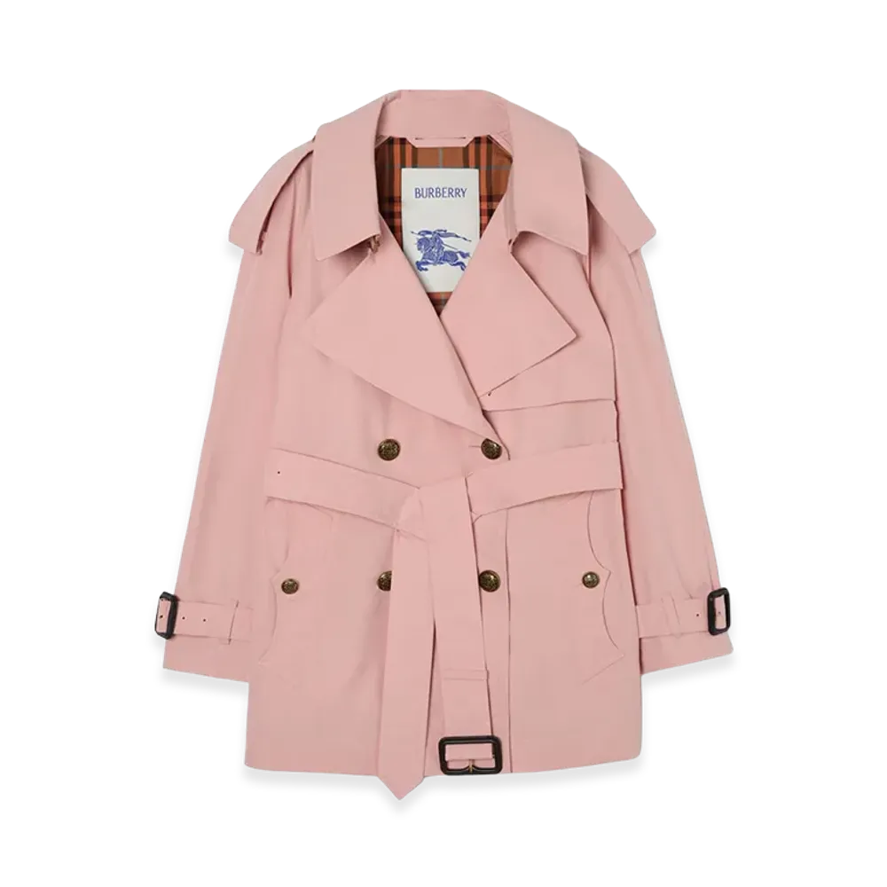 Burberry Women's Short Lightweight Cotton Fitzrovia Trench Coat "Begonia Pink"