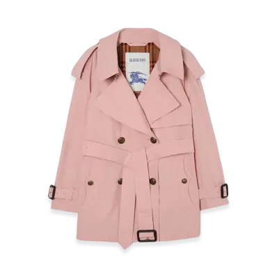 Burberry Women's Short Lightweight Cotton Fitzrovia Trench Coat "Begonia Pink"