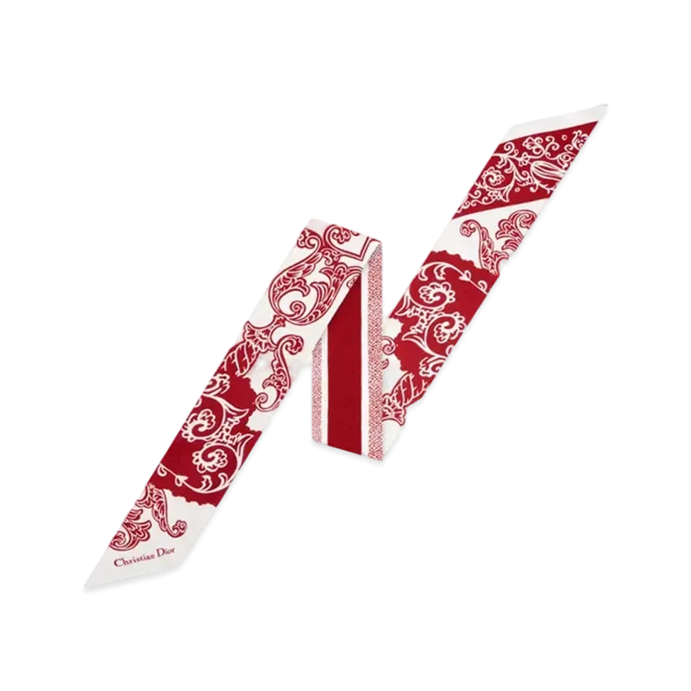 Dior Bandana Mitzah Scarf Silk Twill Online Exclusive "White/Red"