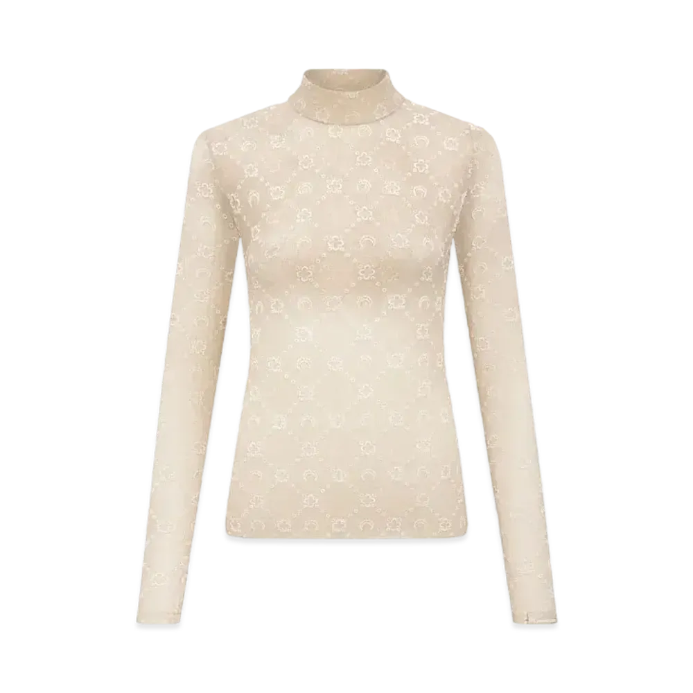 Marine Serre Regenerated Mesh Flock High Neck Top "White"