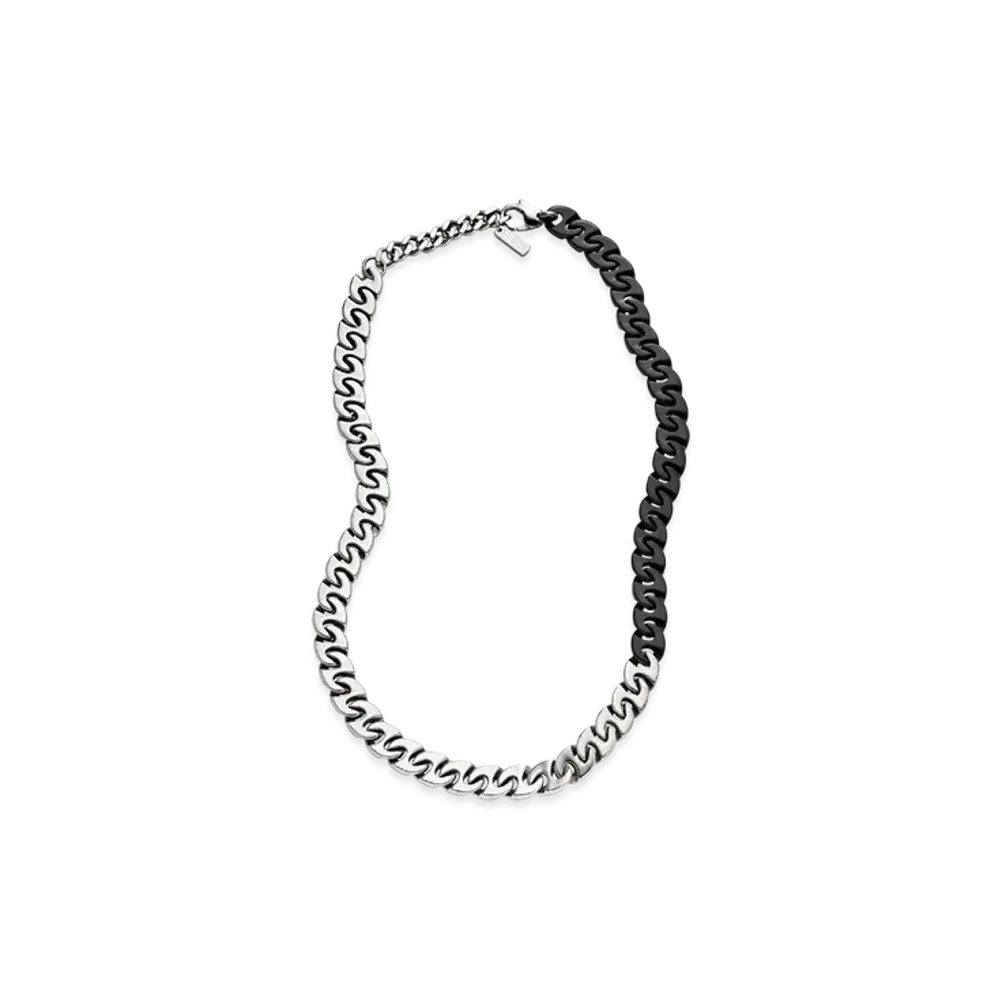 Diesel Dx1530931 Two-Tone Stainless Steel Chain Necklace "Silver Black"