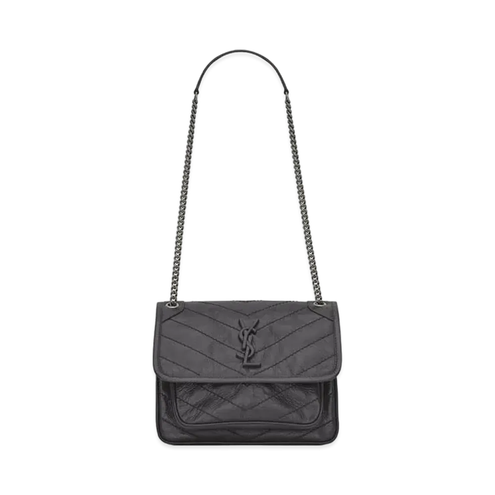 Saint Laurent Niki Baby In Crinkled Vintage Leather "Storm"