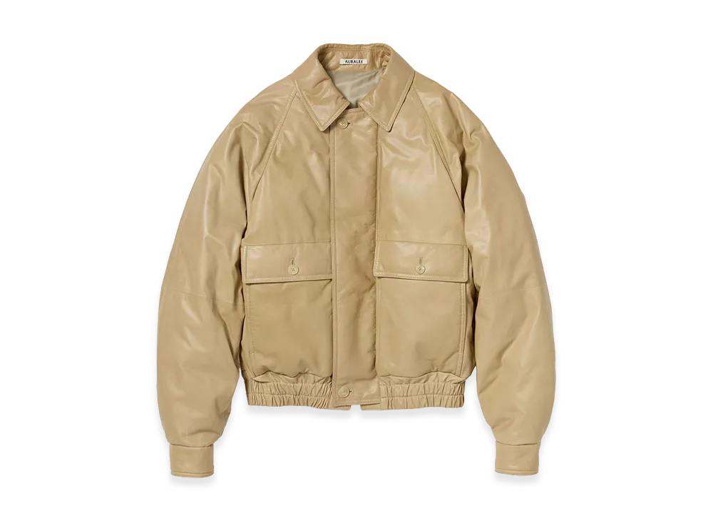 AURALEE Fine Calf Leather Down Blouson "Beige"
