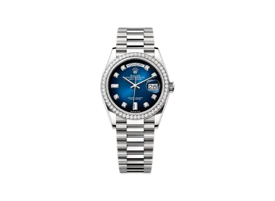 ROLEX Day-Date 36mm White Gold Diamond 128349RBR "Blue Ombre"