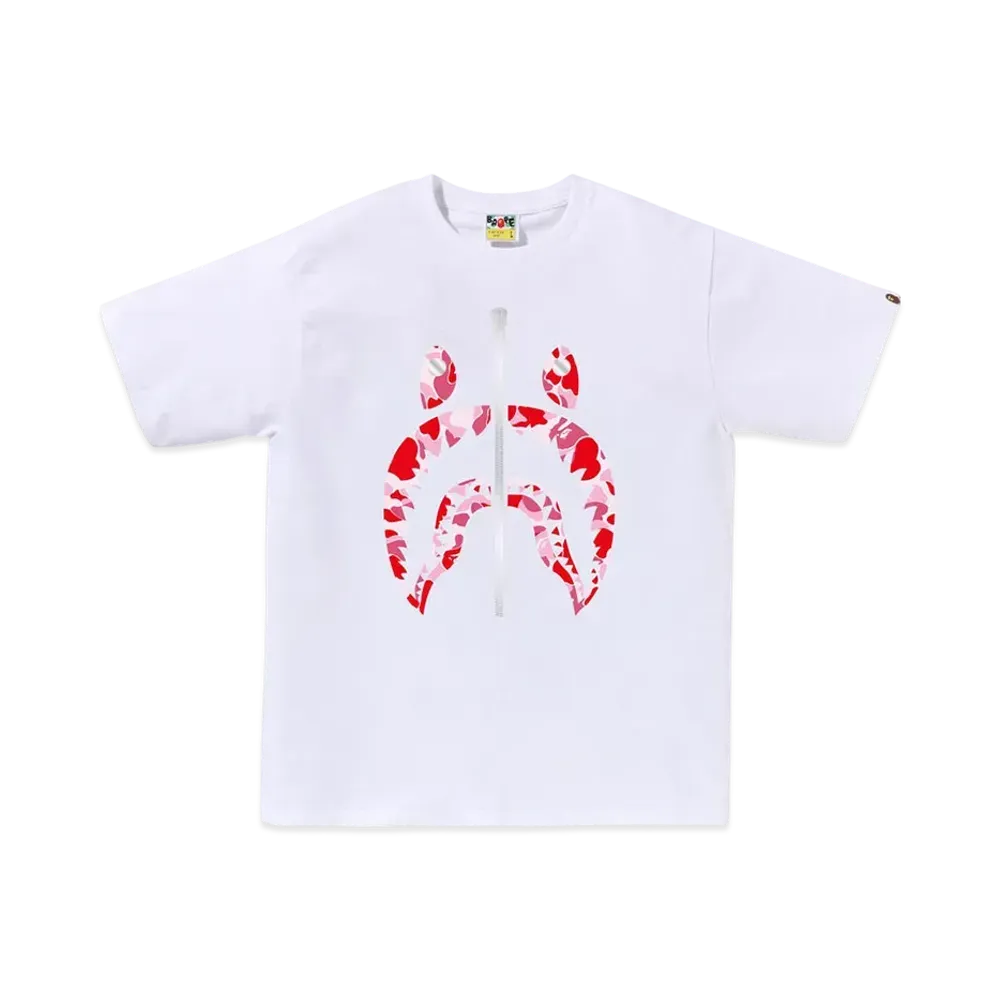 A BATHING APE ABC Camo Shark Tee "White/Pink"