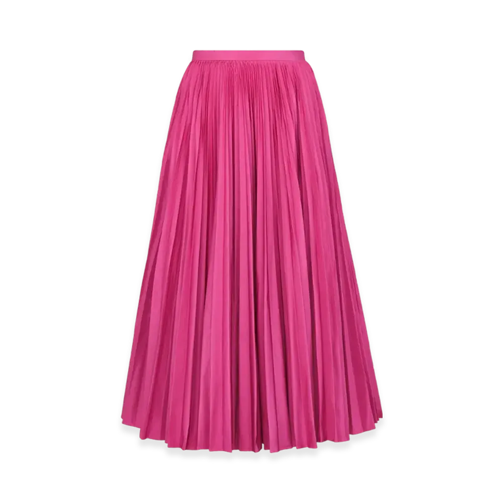 Dior Women's Mid-Length Pleated Skirt Technical Silk Taffeta "Passion Pink"