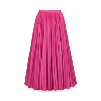 Dior Women's Mid-Length Pleated Skirt Technical Silk Taffeta "Passion Pink"
