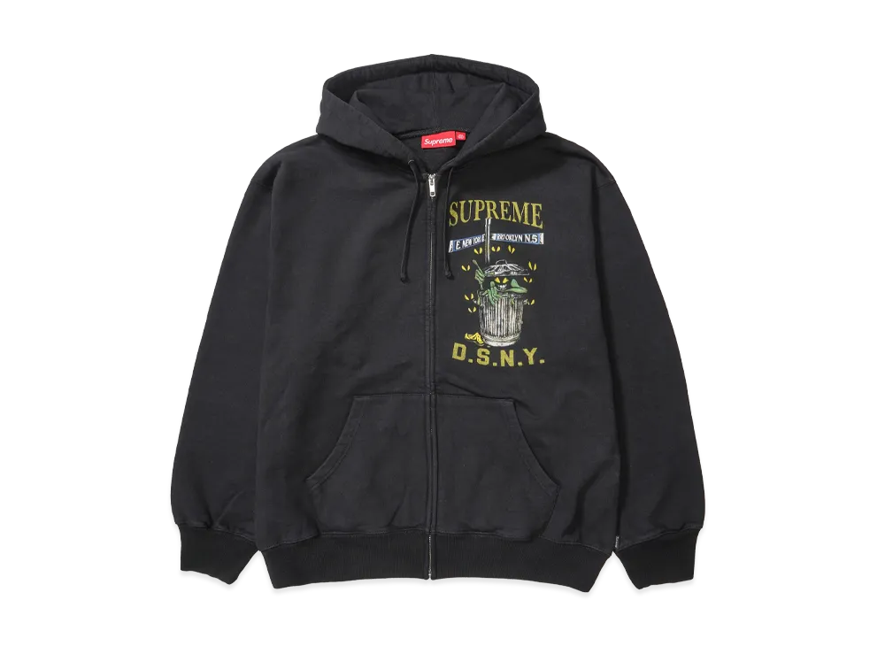 シュプリーム x DSNY ジップアップ フーデッドスウェット "ブラック"